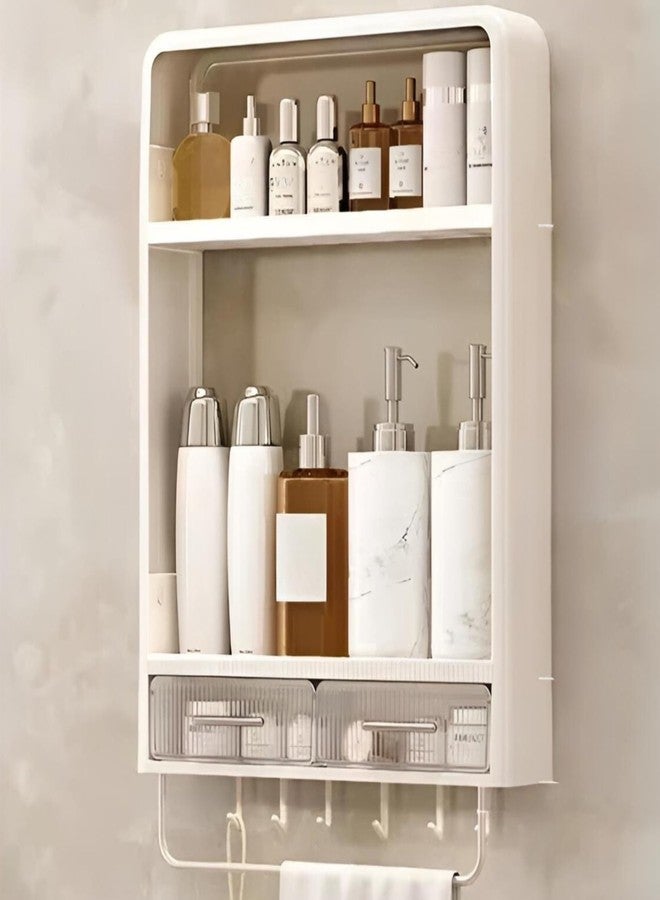 KREPS Plastic Shower Caddy Shelf Organizer Rack,Self Adhesive,Multifunctional Shelf Over Wall Mounted Bathroom Toilet Shelving For Bedroom And Kitchen Decoration. (Simple 2-Layer) - Image 1